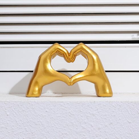 XPXKJ نحت أيدي القلب الذهبي، ديكور المنزل بإصبع الحب، تماثيل أيدي القلب ديكور الغرفة، الفن الحديث ديكور الحائط الذهبي، ديكور غرفة المعيشة الذهبية in Kuwait