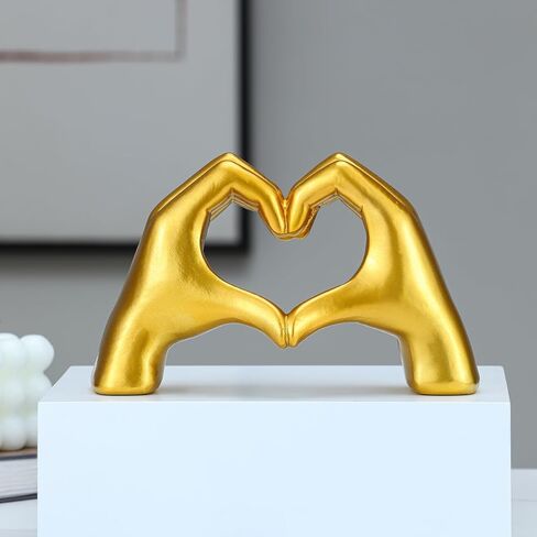 XPXKJ نحت أيدي القلب الذهبي، ديكور المنزل بإصبع الحب، تماثيل أيدي القلب ديكور الغرفة، الفن الحديث ديكور الحائط الذهبي، ديكور غرفة المعيشة الذهبية in Kuwait