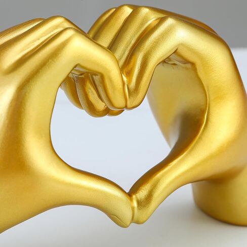 XPXKJ نحت أيدي القلب الذهبي، ديكور المنزل بإصبع الحب، تماثيل أيدي القلب ديكور الغرفة، الفن الحديث ديكور الحائط الذهبي، ديكور غرفة المعيشة الذهبية in Kuwait
