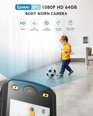 كاميرا EP2 بسعة 64 جيجابايت، كاميرا فيديو 1080 بكسل مع شاشة 1.3 بوصة، سعة البطارية 1500 مللي أمبير في الساعة، تدعم التسجيل من 5 إلى 6 ساعات، سهلة الاستخدام للمشي لمسافات طويلة وركوب الخيل والمشي مع الحيوانات الأليفة in Kuwait