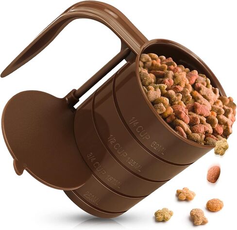 WINGPET Pet Food Scoop, Dog Food Cups, Plastic Food Scoop with Measuring Lines, Pet Food Measuring Cups for Dogs, Cat Cup Scoop (Coffee Color) in Kuwait