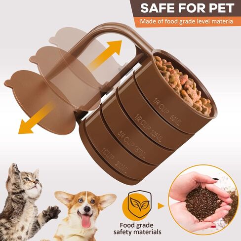 WINGPET Pet Food Scoop, Dog Food Cups, Plastic Food Scoop with Measuring Lines, Pet Food Measuring Cups for Dogs, Cat Cup Scoop (Coffee Color) in Kuwait