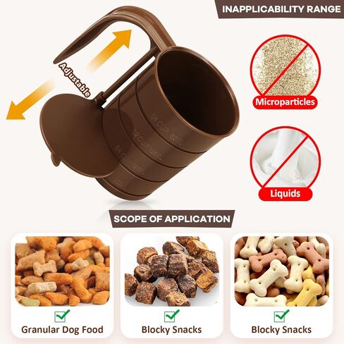 WINGPET Pet Food Scoop, Dog Food Cups, Plastic Food Scoop with Measuring Lines, Pet Food Measuring Cups for Dogs, Cat Cup Scoop (Coffee Color) in Kuwait