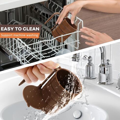 WINGPET Pet Food Scoop, Dog Food Cups, Plastic Food Scoop with Measuring Lines, Pet Food Measuring Cups for Dogs, Cat Cup Scoop (Coffee Color) in Kuwait