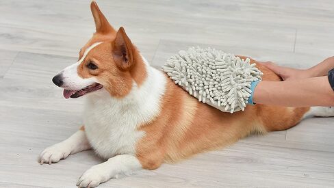 بيوسيلك قفاز العناية بالكلاب 2 في 1، قفاز تجفيف الكلاب للعناية بالكلاب، مصنوع من قماش شانيل المايكروفايبر يمتص الماء، يزيل الشعر ويدلك الحيوانات الاليفة، قفاز للعناية بالكلاب in Kuwait