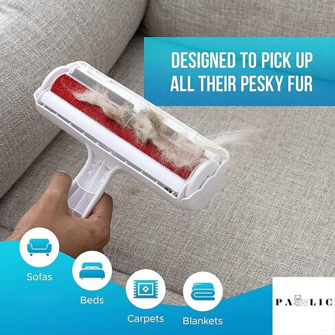 PAWLIC Pet Hair Remover-Reusable Cat and Dog Hair Remover for Furniture, Couch, Carpet, Car Seats or Bedding-Portable,Multi-Surface Lint Roller and Fur Removal Tool (Eared) in Saudi Arabia