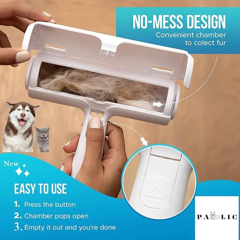 PAWLIC Pet Hair Remover-Reusable Cat and Dog Hair Remover for Furniture, Couch, Carpet, Car Seats or Bedding-Portable,Multi-Surface Lint Roller and Fur Removal Tool (Eared) in Saudi Arabia