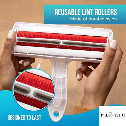 PAWLIC Pet Hair Remover-Reusable Cat and Dog Hair Remover for Furniture, Couch, Carpet, Car Seats or Bedding-Portable,Multi-Surface Lint Roller and Fur Removal Tool (Eared) in Saudi Arabia