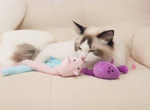 Cat Toys Mice 4PCS - Catnip - Jingly Bell - Crinkle - Premium Cat Interactive Chew Toys for Indoor Cats in Kuwait