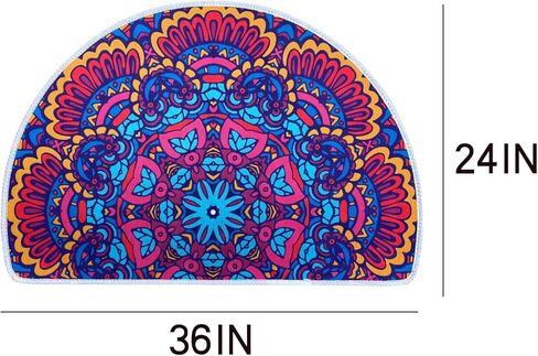 ممسحة سجادة مدخل داخلية نصف دائرية من بوهو مقاس 91.44 سم × 60.96 سم، ماصة وغير قابلة للانزلاق لغرفة النوم الأمامية والخلفية في الهواء الطلق، ترحيب للمدخل، قابلة للغسل في الغسالة، نمط نمط عرقي بوهيمي in Kuwait