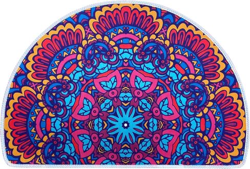 ممسحة سجادة مدخل داخلية نصف دائرية من بوهو مقاس 91.44 سم × 60.96 سم، ماصة وغير قابلة للانزلاق لغرفة النوم الأمامية والخلفية في الهواء الطلق، ترحيب للمدخل، قابلة للغسل في الغسالة، نمط نمط عرقي بوهيمي in Kuwait