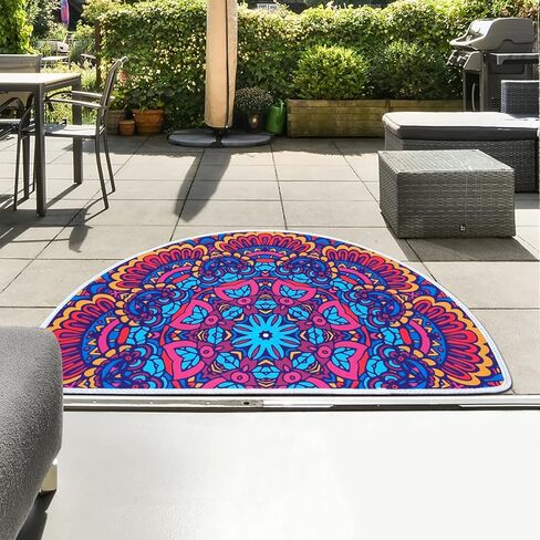 ممسحة سجادة مدخل داخلية نصف دائرية من بوهو مقاس 91.44 سم × 60.96 سم، ماصة وغير قابلة للانزلاق لغرفة النوم الأمامية والخلفية في الهواء الطلق، ترحيب للمدخل، قابلة للغسل في الغسالة، نمط نمط عرقي بوهيمي in Kuwait