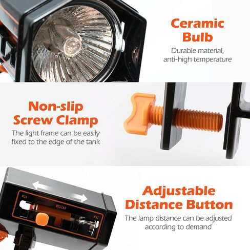 AZV Reptile Heat Lamp, UVA UVB Turtle Basking Spot Light with Clamp, Adjustable 360° Rotatable Arm, 25W Bulb Dimmable Habitat Heating Gecko Lamp for Tortoise, Snake, Frog, Lizard, Cockatoo, Chameleon in Kuwait