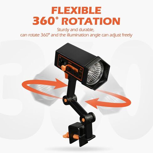 AZV Reptile Heat Lamp, UVA UVB Turtle Basking Spot Light with Clamp, Adjustable 360° Rotatable Arm, 25W Bulb Dimmable Habitat Heating Gecko Lamp for Tortoise, Snake, Frog, Lizard, Cockatoo, Chameleon in Kuwait