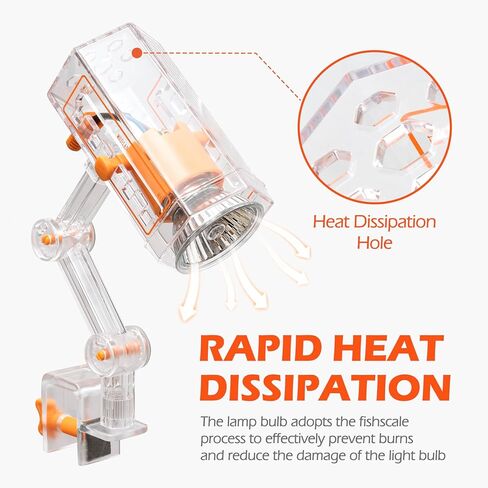 AZV Reptile Heat Lamp, UVA UVB Turtle Basking Spot Light with Clamp, Adjustable 360° Rotatable Arm, 25W Bulb Dimmable Habitat Heating Gecko Lamp for Tortoise, Snake, Frog, Lizard, Cockatoo, Chameleon in Kuwait