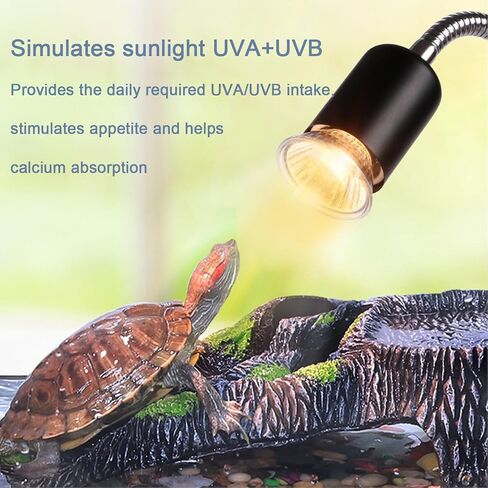 مصباح حراري للزواحف، مصباح تسخين السلحفاة UVA UVB مع لمبتين للحرارة، ضوء تشمس السلحفاة مع خرطوم قابل للدوران 360 درجة ومشبك ومفتاح قابل للتعديل لزواحف التنين الملتحية وثعبان السحلية السلحفاة in Saudi Arabia