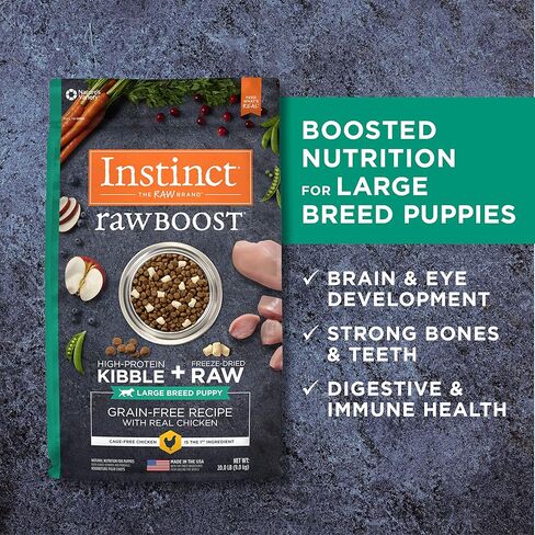وصفة خالية من الحبوب من Instinct Raw Boost للكلاب الكبيرة من السلالات الكبيرة مع طعام الكلاب الجاف الطبيعي والدجاج الحقيقي، حقيبة بوزن 20 رطل in Kuwait