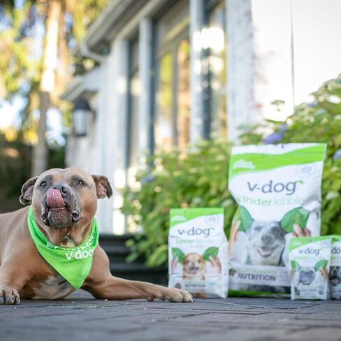 V-dog Vegan Kibble Dry Dog Food (24 LB) | Plant Based Protein with Added Taurine for Sensitive Stomach and Skin | Adult Dog Food | Vegetarian Superfood | Made in US in Saudi Arabia