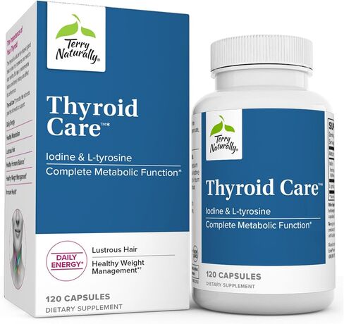 Terry Naturally Thyroid Care - 120 كبسولة، عبوة من 2 - وظيفة استقلابية كاملة - مع اليود + L-Tyrosine - غير معدّل وراثيًا، خالي من الغلوتين، كوشير - 120 وجبة إجمالية in Saudi Arabia
