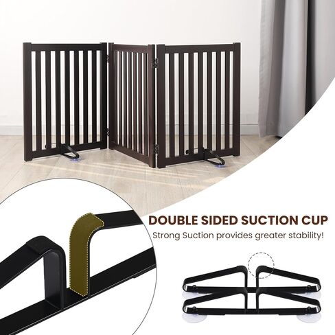 أقدام دعم معدنية قائمة بذاتها لبوابة الحيوانات الأليفة (نسخة معززة)، أقدام دعم مثلثة مع كأس شفط مكون من 2 لبوابة الحيوانات الأليفة القابلة للطي، زوج من أقدام سياج الأمان لبوابة الكلاب الخشبية (أسود) in Kuwait