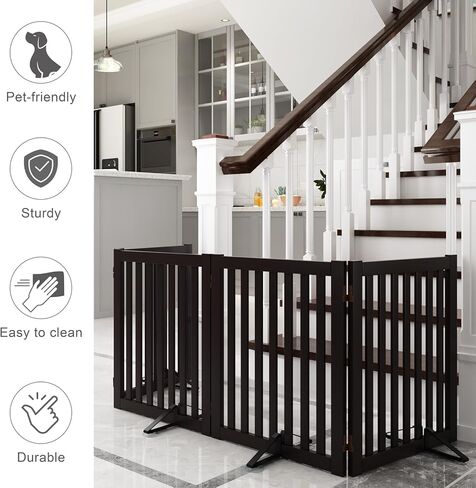 أقدام دعم معدنية قائمة بذاتها لبوابة الحيوانات الأليفة (نسخة معززة)، أقدام دعم مثلثة مع كأس شفط مكون من 2 لبوابة الحيوانات الأليفة القابلة للطي، زوج من أقدام سياج الأمان لبوابة الكلاب الخشبية (أسود) in Kuwait