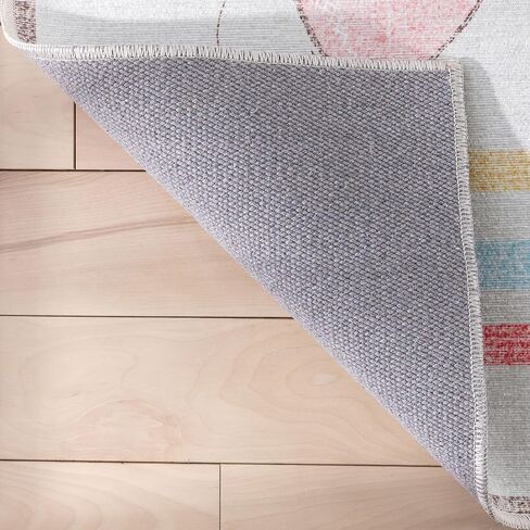Well Woven Hopscotch Rug Playmat Rainbow Multicolor Beige 3'3" x 5' Apollo Kids Collection in Saudi Arabia