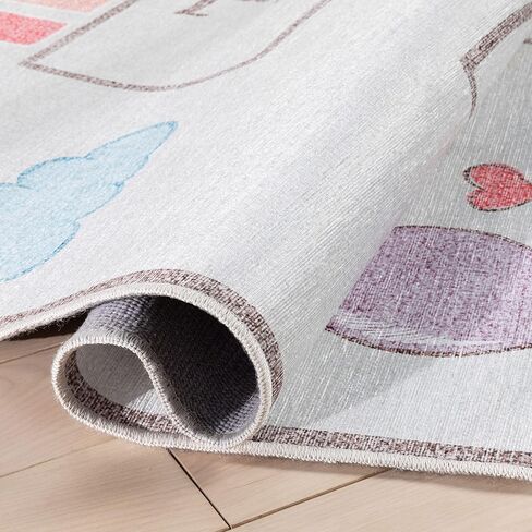 Well Woven Hopscotch Rug Playmat Rainbow Multicolor Beige 3'3" x 5' Apollo Kids Collection in Saudi Arabia