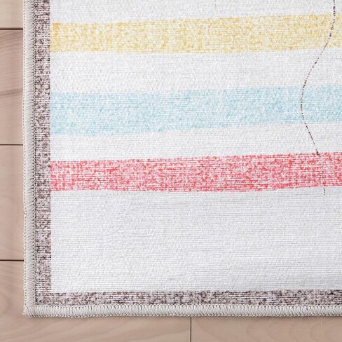 Well Woven Hopscotch Rug Playmat Rainbow Multicolor Beige 3'3" x 5' Apollo Kids Collection in Saudi Arabia
