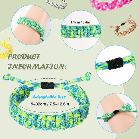 Crowye 60 Pieces Adjustable Paracord Bracelets Friendship Bracelets Bulk Braided Bracelets Tactical Survival Bracelets Camo Parachute Cord Bracelet Wristbands for Boys Teens Men Camping Theme Party in Saudi Arabia