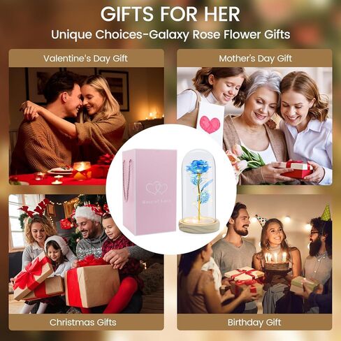 هدايا الورد للأم والزوجة والجدة، هدايا عيد ميلاد لها، زهرة ورد صناعية ملونة تضيء في قبة زجاجية هدية للنساء، عيد الأم، عيد الحب، الذكرى السنوية، عيد الشكر، عيد الميلاد in Kuwait