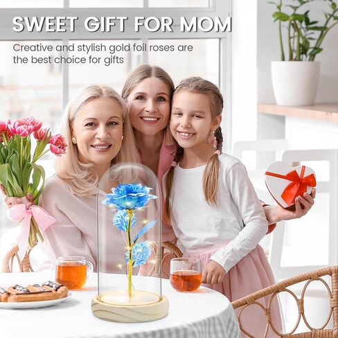 هدايا الورد للأم والزوجة والجدة، هدايا عيد ميلاد لها، زهرة ورد صناعية ملونة تضيء في قبة زجاجية هدية للنساء، عيد الأم، عيد الحب، الذكرى السنوية، عيد الشكر، عيد الميلاد in Kuwait