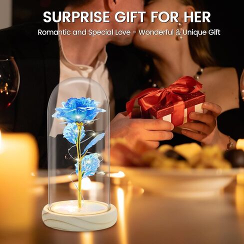 هدايا الورد للأم والزوجة والجدة، هدايا عيد ميلاد لها، زهرة ورد صناعية ملونة تضيء في قبة زجاجية هدية للنساء، عيد الأم، عيد الحب، الذكرى السنوية، عيد الشكر، عيد الميلاد in Kuwait
