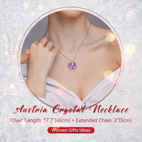 هدايا عيد الميلاد من S SIVERY للنساء - هدية وردة وردية أرجوانية حقيقية لها مع قلادة من الكريستال النمساوي لها، هدايا عيد ميلاد لصديقتك، هدايا عيد الميلاد للأم، هدايا للذكرى السنوية in Kuwait