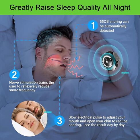 YUERWOVER Anti Snoring Devices Sleep Connection Anti-Snore Wristband Infrared Effective Intelligent Snoring Solution Bracelet Snore Stopper Good Sleep Aid Retainer for Men Women with Battery in Kuwait