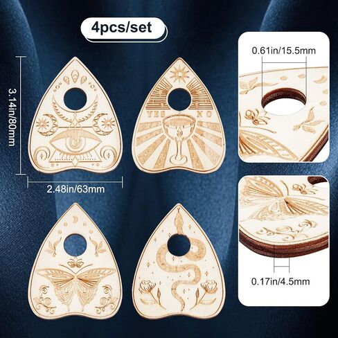 CREATCABIN 4 قطع حامل كريستال خشبي Planchette Mini Crystal Sphere Display Stand ساحرة أشياء ديكور نحت الهدايا لوازم أدوات صينية صغيرة مذبح ديكور سحري لأحجار الكرة الكريستال العرافة (أسود) in Kuwait