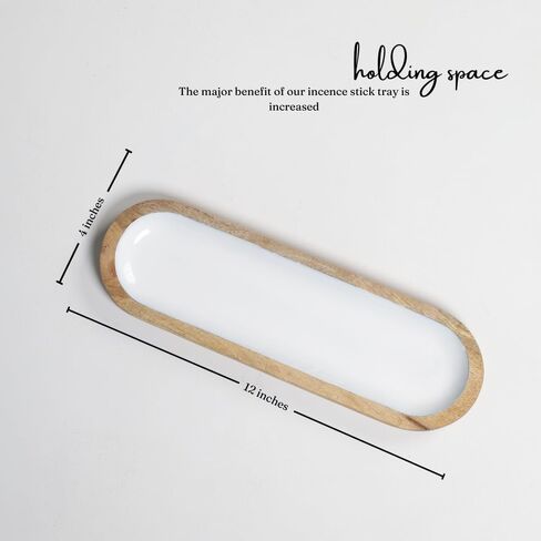The Art Box Hand-Painted Incense Burner Holder Aquamarine - 12x4x1 inch Wooden Long Incense Stick Tray for Gift, Home, Room Kitchen Décor in Saudi Arabia
