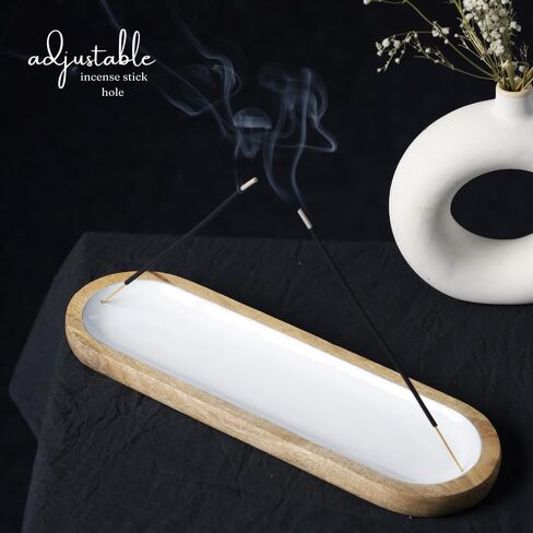 The Art Box Hand-Painted Incense Burner Holder Aquamarine - 12x4x1 inch Wooden Long Incense Stick Tray for Gift, Home, Room Kitchen Décor in Saudi Arabia