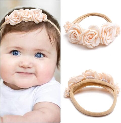 6pcs Baby Headbands Nweborn Flower Hair Bows for Girls-Infant Elastic Hair Band Bows Wraps Baby Headband Hair Accessories Gifts for Toddles in Kuwait
