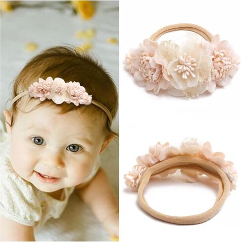 6pcs Baby Headbands Nweborn Flower Hair Bows for Girls-Infant Elastic Hair Band Bows Wraps Baby Headband Hair Accessories Gifts for Toddles in Kuwait