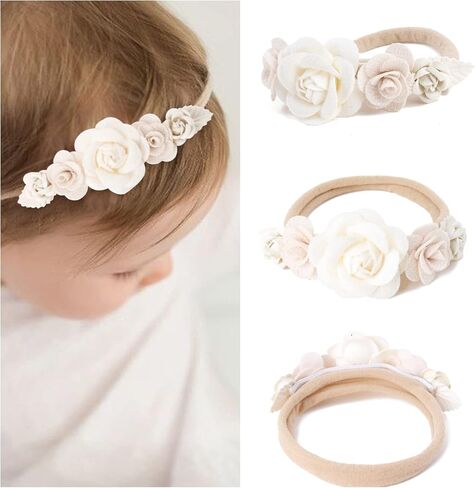 6pcs Baby Headbands Nweborn Flower Hair Bows for Girls-Infant Elastic Hair Band Bows Wraps Baby Headband Hair Accessories Gifts for Toddles in Kuwait