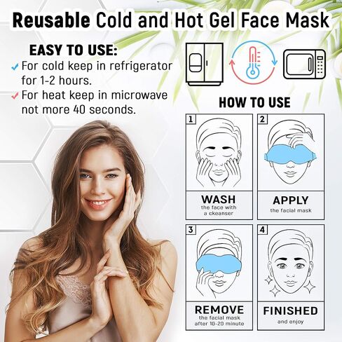 جل تلطيف العين من سوفيدا، قناع يقلل من الهالات السوداء المنتفخة والصداع النصفي وتخفيف التوتر، يمكن إعادة استخدامها، علاج بارد ساخن، عبوة ثلج من ضغط الجيوب الأنفية (أزرق) in Kuwait