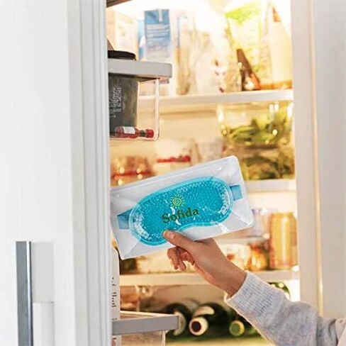 جل تلطيف العين من سوفيدا، قناع يقلل من الهالات السوداء المنتفخة والصداع النصفي وتخفيف التوتر، يمكن إعادة استخدامها، علاج بارد ساخن، عبوة ثلج من ضغط الجيوب الأنفية (أزرق) in Kuwait