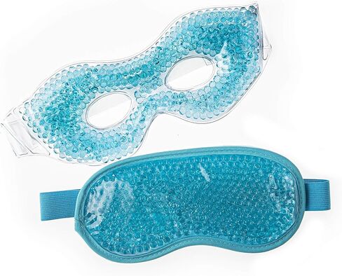 جل تلطيف العين من سوفيدا، قناع يقلل من الهالات السوداء المنتفخة والصداع النصفي وتخفيف التوتر، يمكن إعادة استخدامها، علاج بارد ساخن، عبوة ثلج من ضغط الجيوب الأنفية (أزرق) in Kuwait