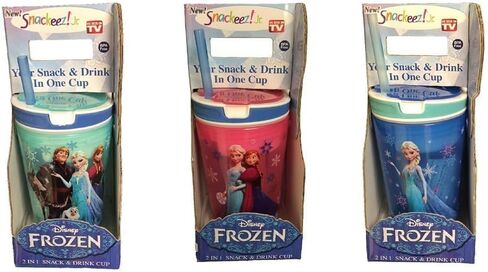 Snackeez Jr. Disney Frozen Snack and Drink Cup (Pack of 1 Cup, Colors and Designs Vary) in Saudi Arabia