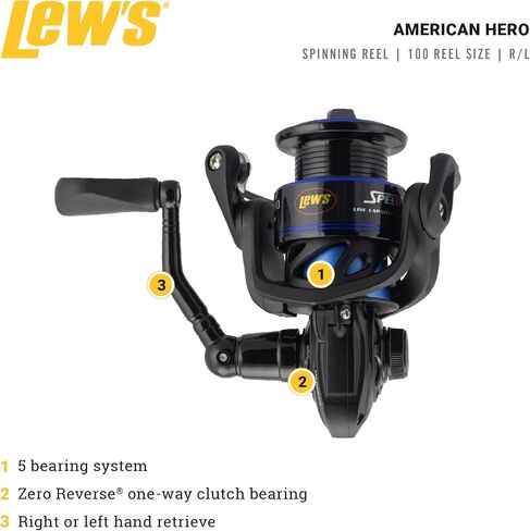 Lew's American Hero 100 6.2:1 Spinning Reel,Blue in Saudi Arabia