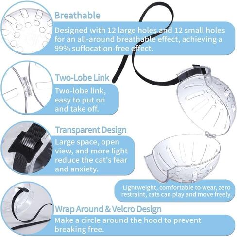 غطاء رأس قابل للتعديل للقطط من أوفيدا، كمامات مضادة للعض قابلة للتنفس تمنع من عض القطط ومضغها، تمنع السلامة للحيوانات الأليفة الصغيرة (M (مطور)) in Kuwait