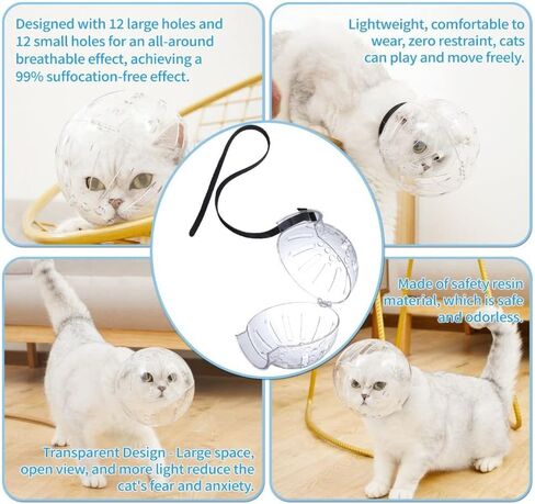 غطاء رأس قابل للتعديل للقطط من أوفيدا، كمامات مضادة للعض قابلة للتنفس تمنع من عض القطط ومضغها، تمنع السلامة للحيوانات الأليفة الصغيرة (M (مطور)) in Kuwait