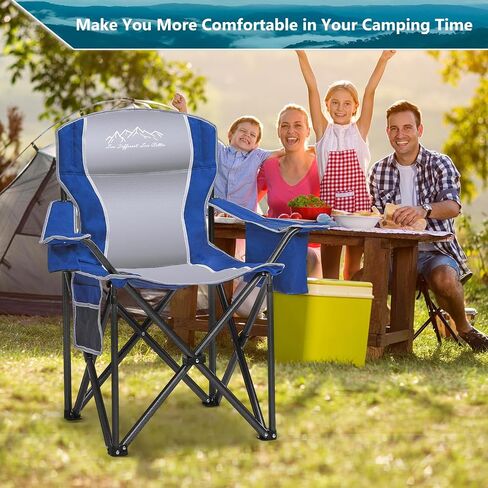 SAILARY Heavy Duty Portable Lawn Cooler Bag, Side Pocket & Cup Holder, Folding Chairs for Outside Support 450lbs Black in Kuwait