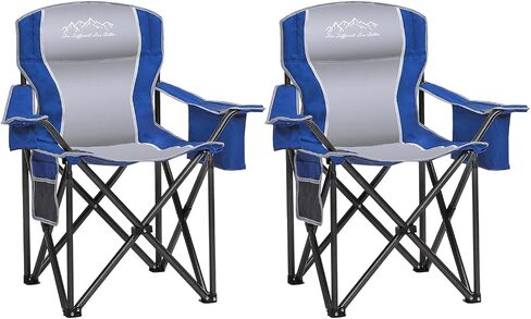 SAILARY Heavy Duty Portable Lawn Cooler Bag, Side Pocket & Cup Holder, Folding Chairs for Outside Support 450lbs Black in Kuwait