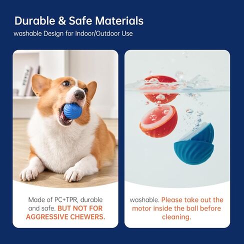 لعبة الكلاب التفاعلية الذكية من بيتجرافيتي، كرة نطاطة بإضاءة LED، كرة دوارة نشطة للكلاب/الجرو/الكلاب الصغيرة/المتوسطة والقطط قابلة لإعادة الشحن عبر USB مع غطاء بديل (مجموعة برتقالية) in Kuwait